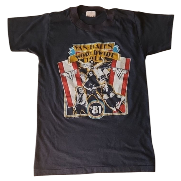 sneakers Tops - Vintage Van Halen world tour concert tee 1981